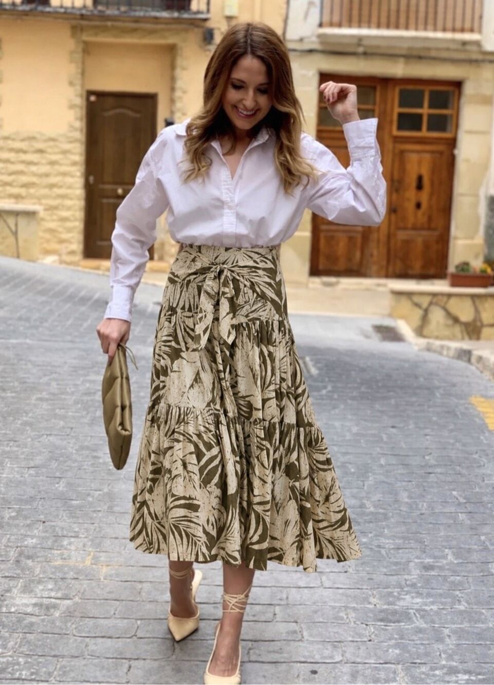 NWOT  Ralph Lauren Palm Front Print Cotton Voile Midi Skirt, Sz 8, $178
